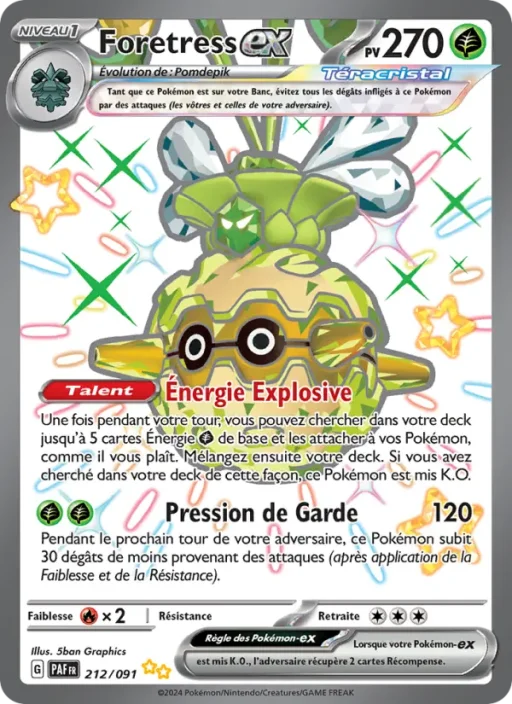 Carte Pokémon Foretress-ex 212/091 Chromatique ultra rare Destinées de Paldea