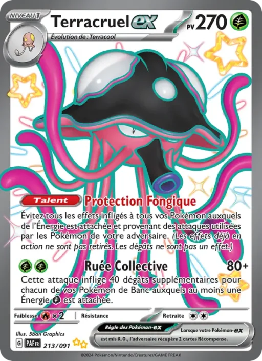 Carte Pokémon Terracruel-ex 213/091 Chromatique ultra rare Destinées de Paldea