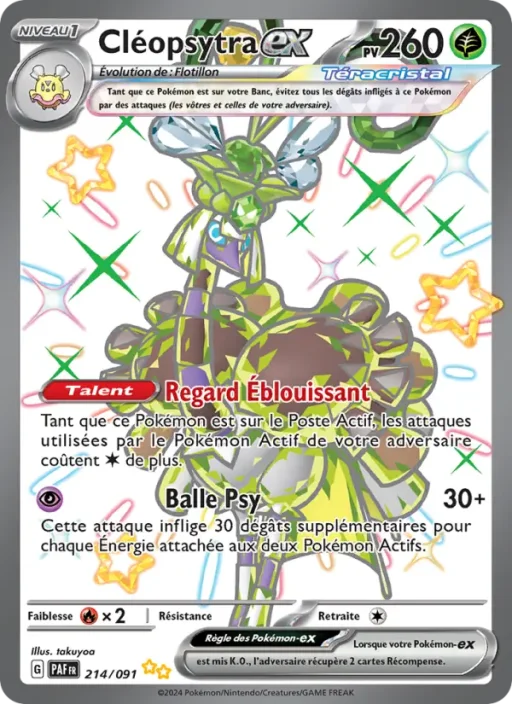 Carte Pokémon Cléopsytra-ex 214/091 Chromatique ultra rare Destinées de Paldea