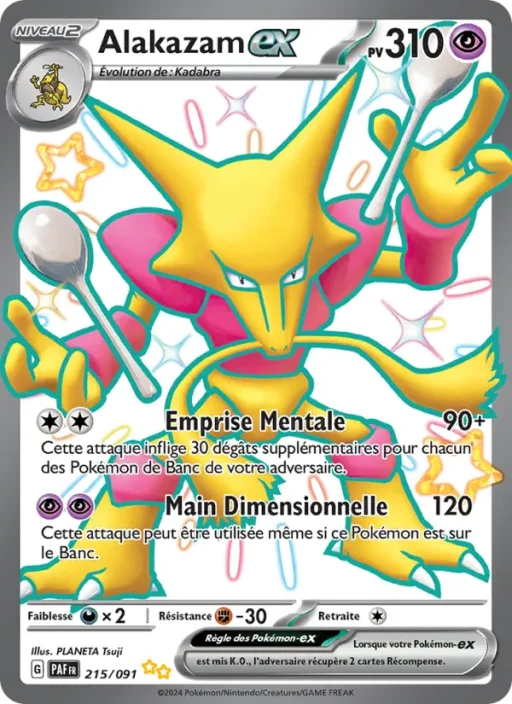Carte Pokémon Alakazam-ex 215/091 Chromatique ultra rare Destinées de Paldea