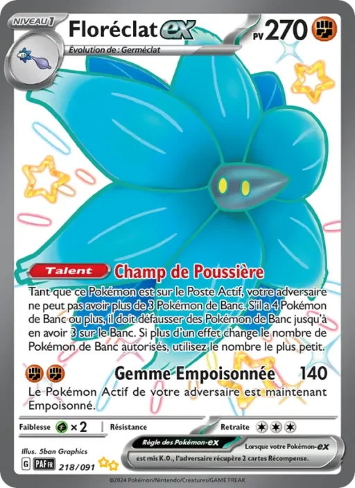 Carte Pokémon Floréclat-ex 218/091 Chromatique ultra rare Destinées de Paldea