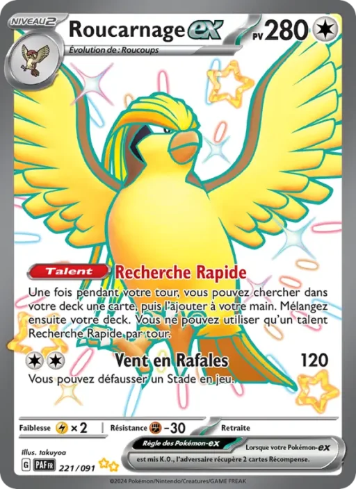 Carte Pokémon Roucarnage-ex 221/091 Chromatique ultra rare Destinées de Paldea