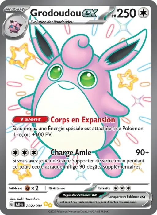 Carte Pokémon Grodoudou-ex 222/091 Chromatique ultra rare Destinées de Paldea