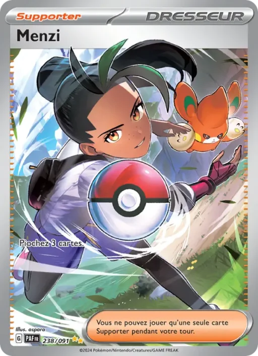 Carte Pokémon Menzi 238/091 Illustration spéciale rare Destinées de Paldea