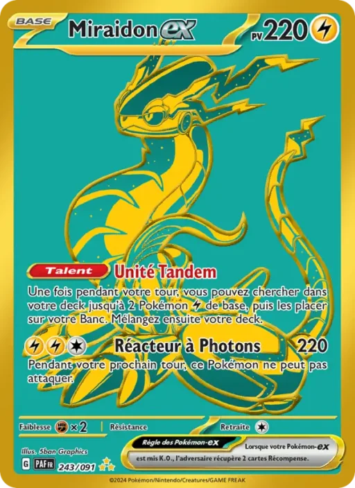 Carte Pokémon Miraidon-ex 243/091 Hyper rare Destinées de Paldea