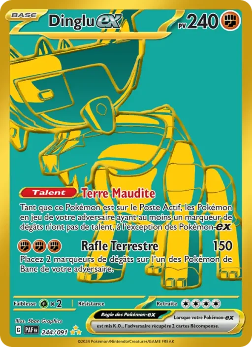 Carte Pokémon Dinglu-ex 244/091 Hyper rare Destinées de Paldea