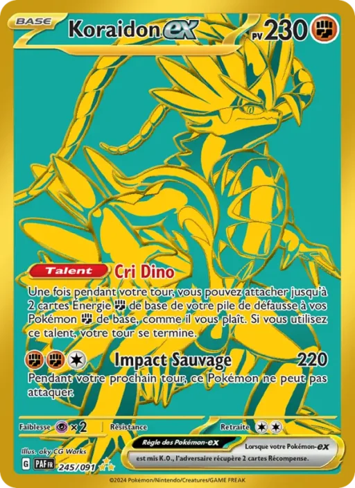 Carte Pokémon Koraidon-ex 245/091 Hyper rare Destinées de Paldea