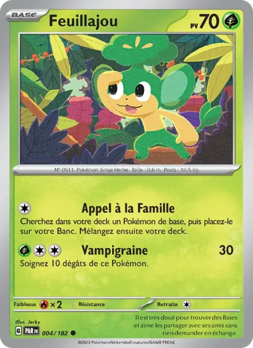 Carte Pokémon Feuillajou 004/182 Commune Faille Paradoxe