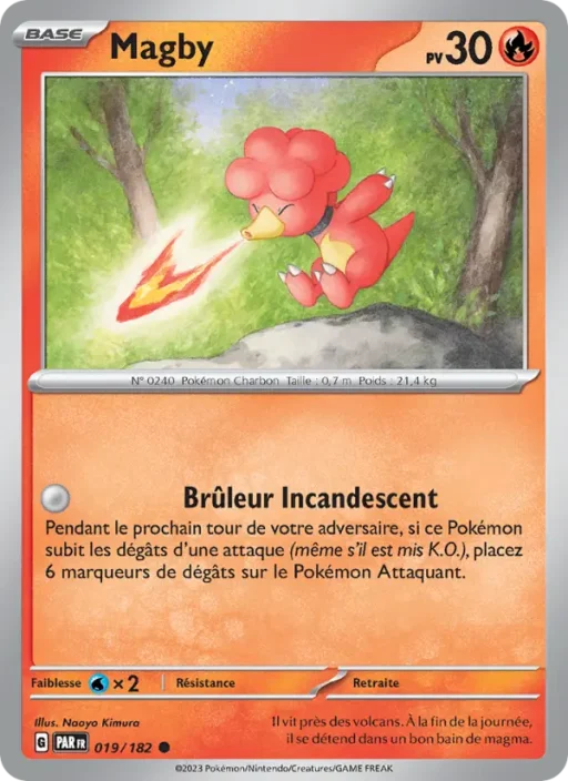 Carte Pokémon Magby 019/182 Commune Faille Paradoxe