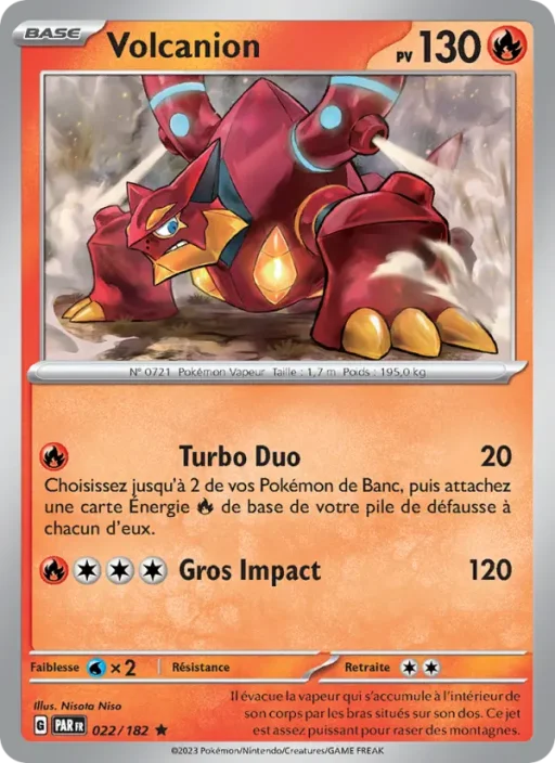 Carte Pokémon Volcanion 022/182 Rare Faille Paradoxe