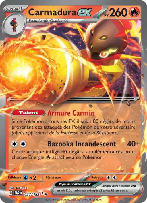 Carte Pokémon Carmadura-ex 027/182 Double rare Faille Paradoxe