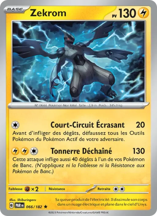 Carte Pokémon Zekrom 066/182 Rare Faille Paradoxe
