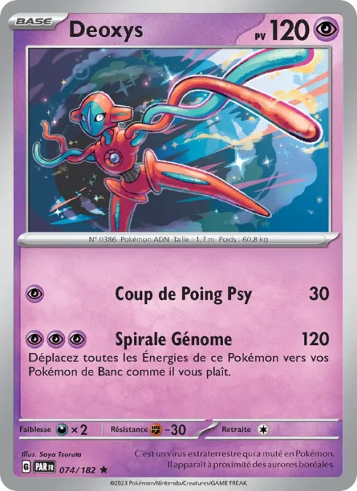 Carte Pokémon Deoxys 074/182 Rare Faille Paradoxe