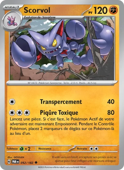 Carte Pokémon Scorvol 092/182 Peu Commune Faille Paradoxe