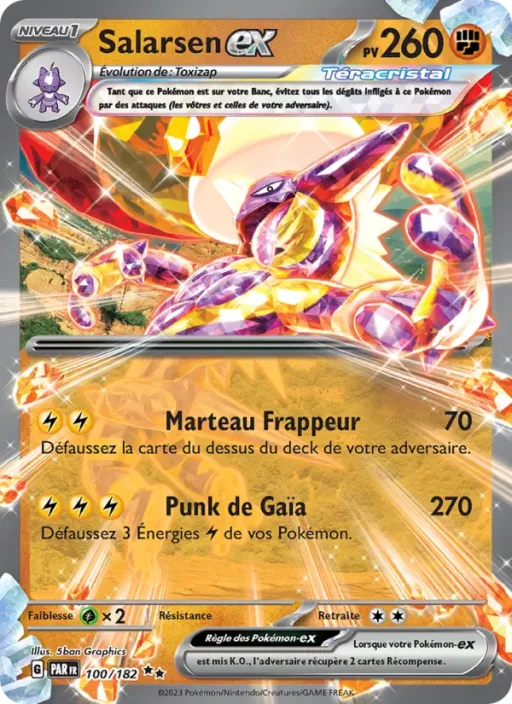 Carte Pokémon Salarsen-ex 100/182 Double rare Faille Paradoxe