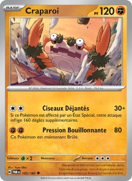Carte Pokémon Craparoi 105/182 Peu Commune Faille Paradoxe