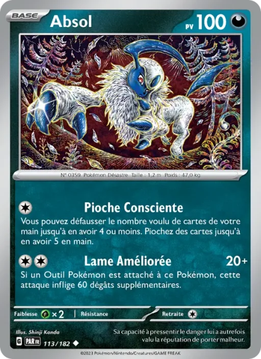 Carte Pokémon Absol 113/182 Peu Commune Faille Paradoxe