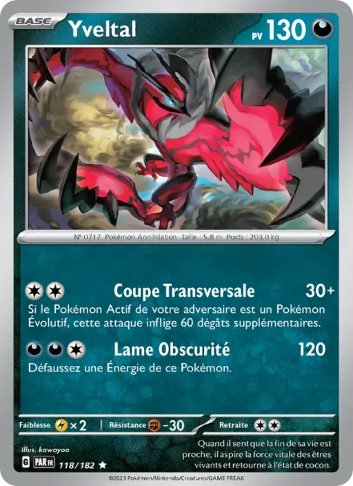 Carte Pokémon Yveltal 118/182 Rare Faille Paradoxe