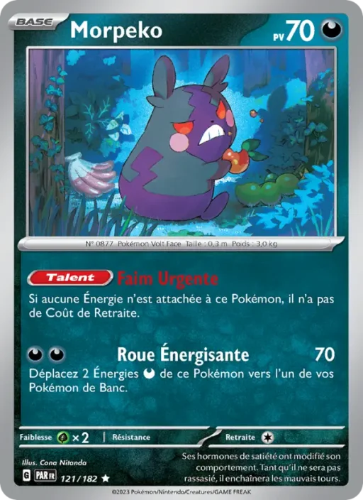 Carte Pokémon Morpeko 121/182 Rare Faille Paradoxe