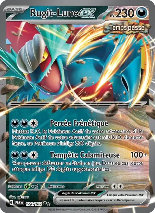Carte Pokémon Rugit-Lune-ex 124/182 Double rare Faille Paradoxe