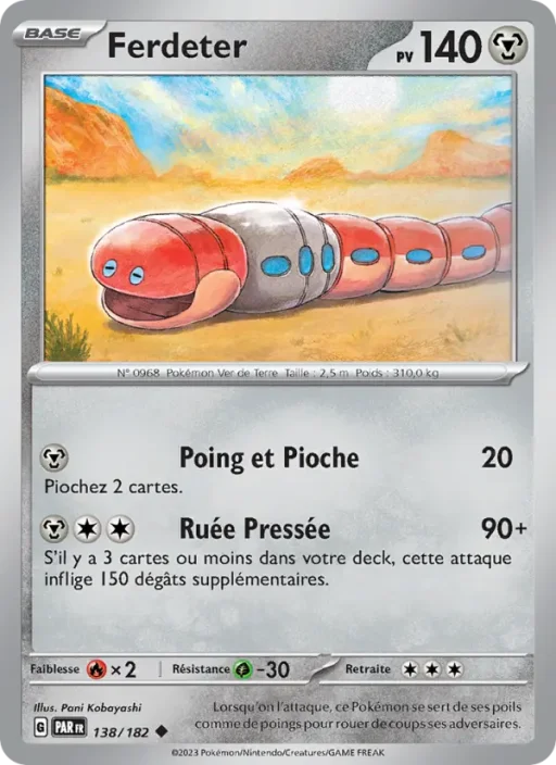 Carte Pokémon Ferdeter 138/182 Peu Commune Faille Paradoxe