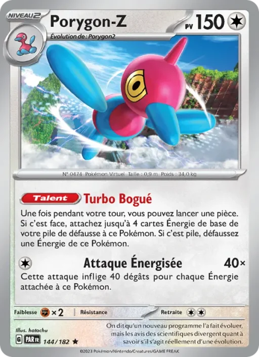 Carte Pokémon Porygon-Z 144/182 Rare Faille Paradoxe