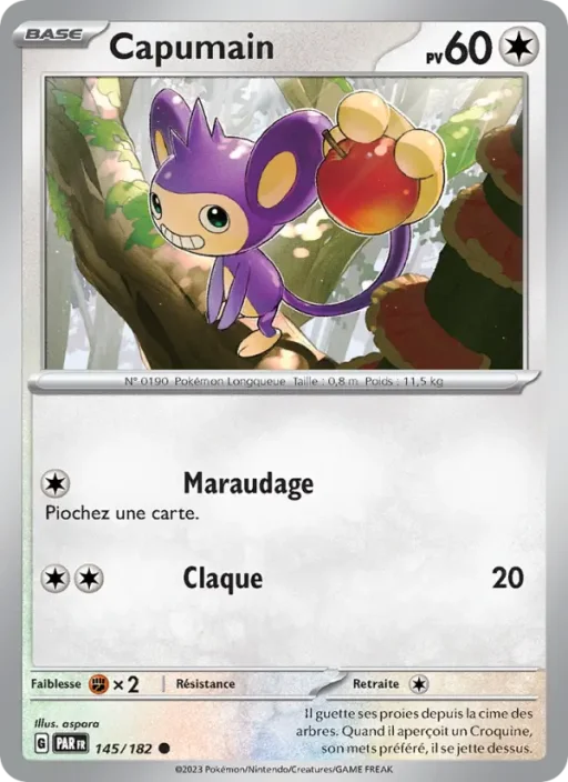 Carte Pokémon Capumain 145/182 Commune Faille Paradoxe