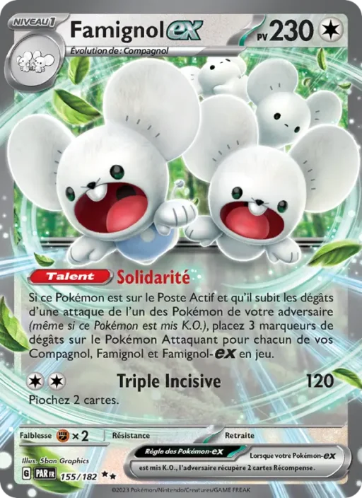 Carte Pokémon Famignol-ex 155/182 Double rare Faille Paradoxe