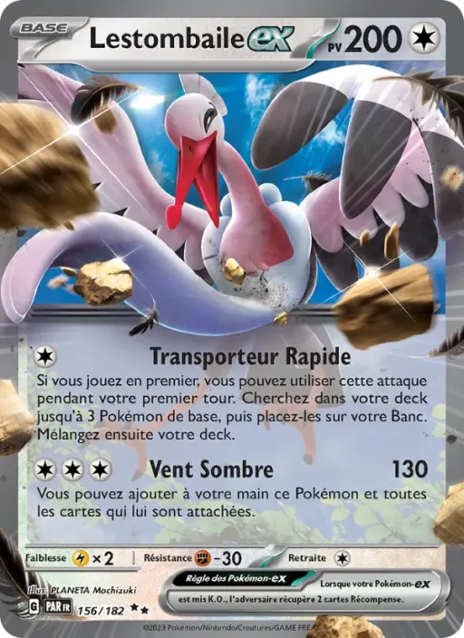 Carte Pokémon Lestombaile-ex 156/182 Double rare Faille Paradoxe