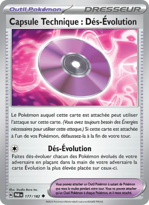 Carte Pokémon Capsule Technique : Dés-Évolution 177/182 Peu Commune Faille Paradoxe