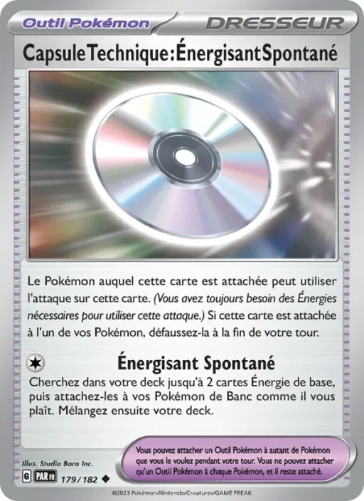 Carte Pokémon Capsule Technique : Énergisant Spontané 179/182 Peu Commune Faille Paradoxe