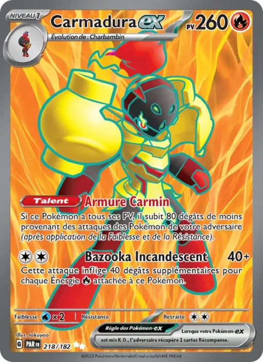 Carte Pokémon Carmadura-ex 218/182 Ultra Rare Faille Paradoxe