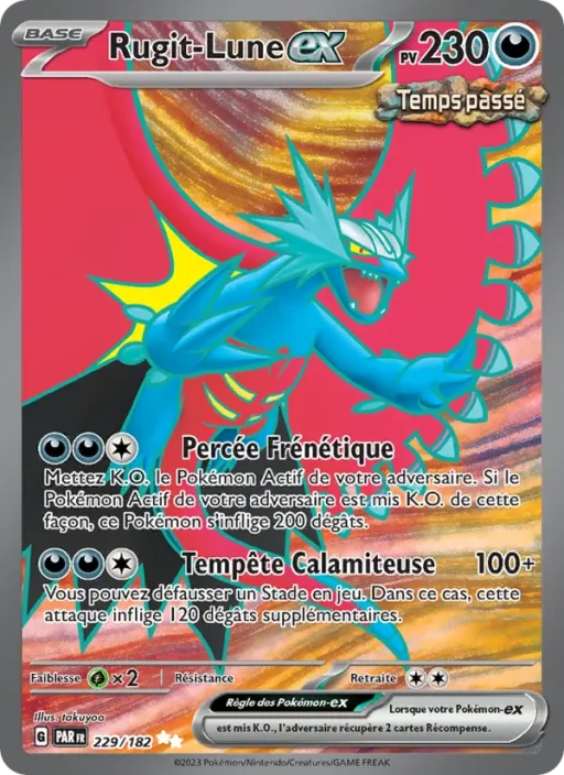 Carte Pokémon Rugit-Lune-ex 229/182 Ultra Rare Faille Paradoxe
