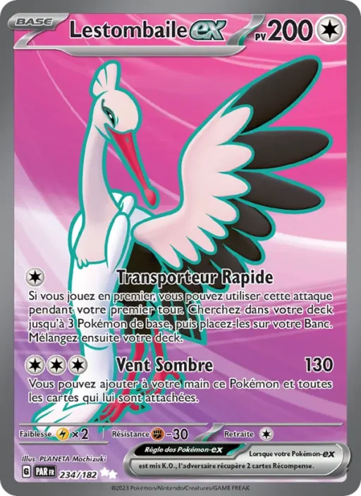 Carte Pokémon Lestombaile-ex 234/182 Ultra Rare Faille Paradoxe