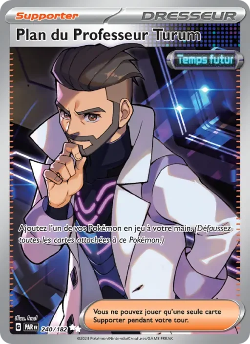 Carte Pokémon Plan du Professeur Turum 240/182 Ultra Rare Faille Paradoxe
