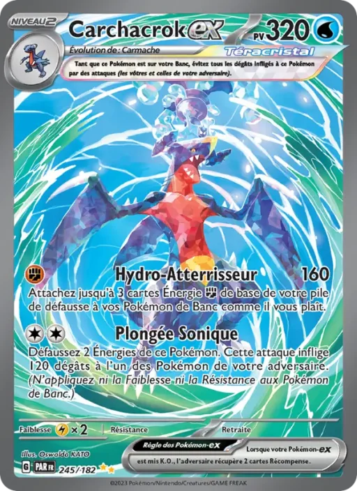 Carte Pokémon Carchacrok-ex 245/182 Illustration spéciale rare Faille Paradoxe