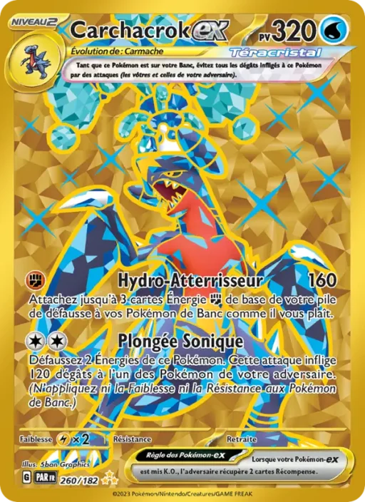Carte Pokémon Carchacrok-ex 260/182 Hyper rare Faille Paradoxe