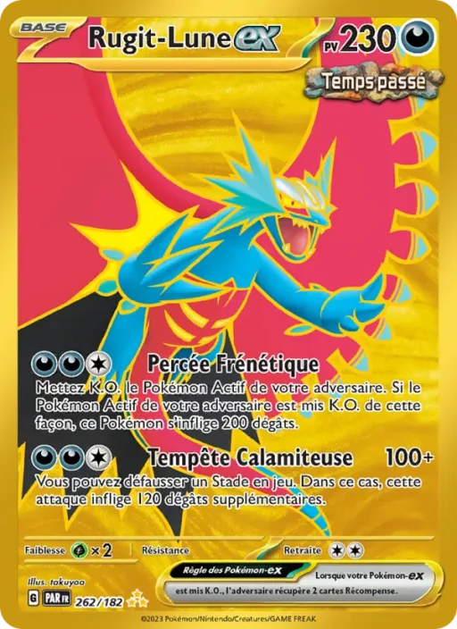 Carte Pokémon Rugit-Lune-ex 262/182 Hyper rare Faille Paradoxe