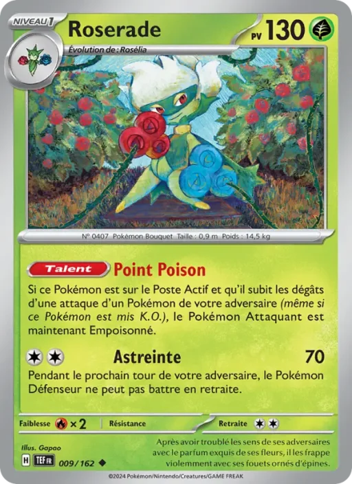 Carte Pokémon Roserade 009/162 Peu Commune Forces Temporelles