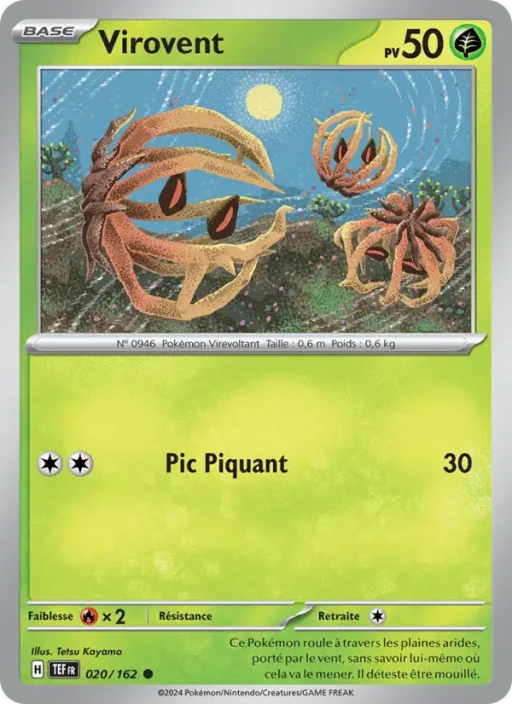 Carte Pokémon Virovent 020/162 Commune Forces Temporelles