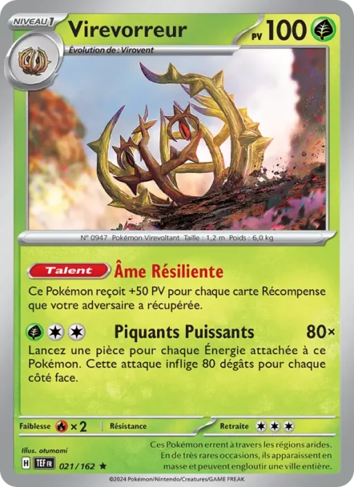 Carte Pokémon Virevorreur 021/162 Rare Forces Temporelles
