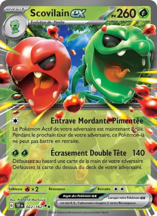 Carte Pokémon Scovilain-ex 022/162 Double rare Forces Temporelles