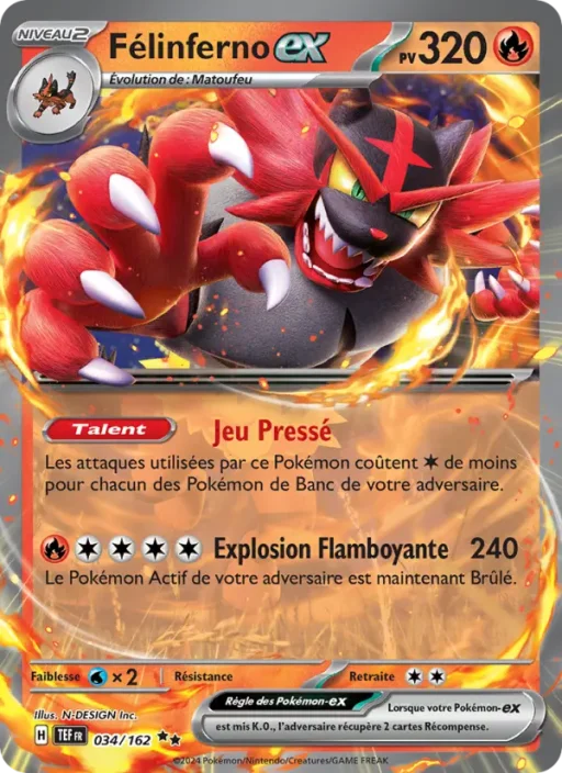Carte Pokémon Félinferno-ex 034/162 Double rare Forces Temporelles