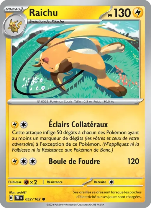 Carte Pokémon Raichu 052/162 Commune Forces Temporelles