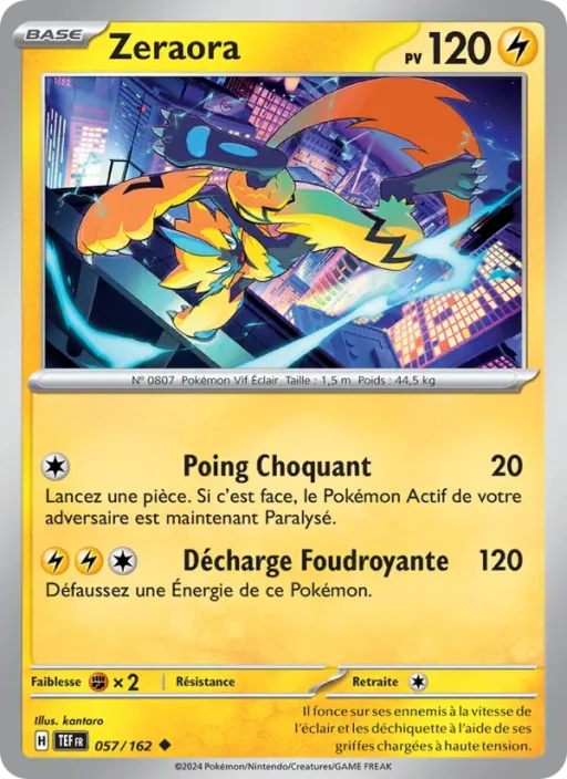 Carte Pokémon Zeraora 057/162 Peu Commune Forces Temporelles