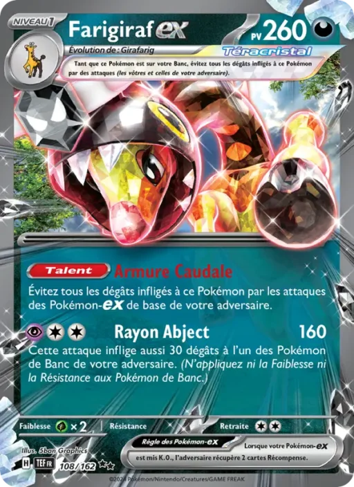 Carte Pokémon Farigiraf-ex 108/162 Double rare Forces Temporelles