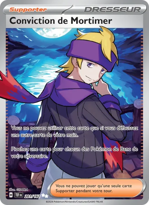 Carte Pokémon Conviction de Mortimer 201/162 Ultra Rare Forces Temporelles