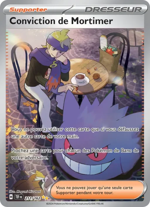 Carte Pokémon Conviction de Mortimer 211/162 Illustration spéciale rare Forces Temporelles