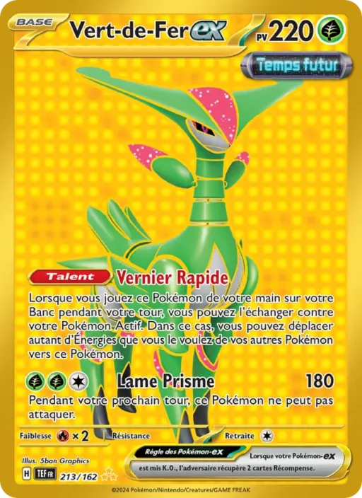 Carte Pokémon Vert-de-Fer-ex 213/162 Hyper rare Forces Temporelles