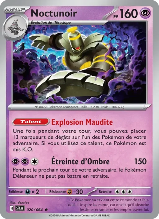 Carte Pokémon Noctunoir 020/064 Rare Fable Nébuleuse